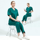 Women Grooming Pet Dental Work Clothes Short-Sleeved Top + Pants Set, Size: S(Dark Green)