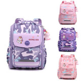 XYFKIDS Girls Cute Shoulder Backpack Dual Student Schoolbag Kids Casual Space Bag(Gray Purple)