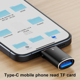 USB-C / Type-C to TF Card Multifunctional Card Reader Universal Adapter (Black)