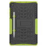 For Samsung Galaxy S6 Lite Tire Texture TPU+PC Shockproof Case  , with Holder & Pen Tray(Green)