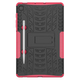 For Samsung Galaxy S6 Lite Tire Texture TPU+PC Shockproof Case  , with Holder & Pen Tray(Pink)
