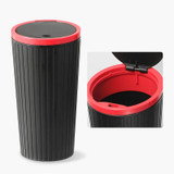 DM-143 Car Armrest Box Storage Box Car Round Trash Can With Lid (Black)