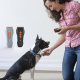 LED Flashing Light Handheld Ultrasonic Bark Arrester Frequency Conversion Dog Training Device(Black+Orange)