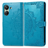 For Xiaomi Redmi 13C Mandala Flower Embossed Leather Phone Case(Blue)