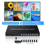 NK-E80 4K 30Hz 8 In 1 Out HDMI 8-way Screen Splitter KVM Switch(US Plug)