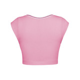 Women Sexy Sleeveless Racer Back Tank Ribbed V Neck Crop Tops, Size: L(Pink)
