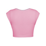 Women Sexy Sleeveless Racer Back Tank Ribbed V Neck Crop Tops, Size: M(Pink)