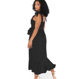 Women Elegant Slit Dress Commuting Sleeveless Knot Suspender Dress, Size: M(Black)