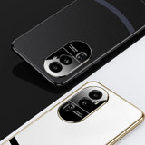 For OPPO Reno9 Pro Gilt Leather Electroplated Phone Case(White)