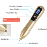 9 Gears Mole Spotting Pen LCD Home Laser Mole Spot Sweeping Beauty Instrument With Shot Light(White)