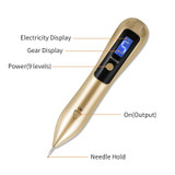 9 Gears Mole Spotting Pen LCD Home Laser Mole Spot Sweeping Beauty Instrument Without Shoot Light(Gold)