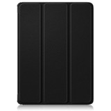 For OnePlus Pad Go / OPPO Pad Air Custer Solid Color 3-fold Holder Smart Leather Tablet Case(Black)