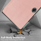 For OnePlus Pad Go / OPPO Pad Air Custer Solid Color 3-fold Holder Smart Leather Tablet Case(Rose Gold)