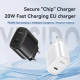 Yesido YC57B PD 20W USB-C / Type-C Single Port Quick Charger, EU Plug (Black)