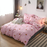 Simple Cotton Grinding Bed Four-Piece Duvet Cover Sheet Pillowcase, Size:150x200cm(Strawberry Sweetheart)