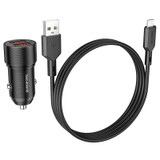 BOROFONE BZ19 Wisdom Dual USB Ports Car Charger with USB to Micro USB Cable(Black)