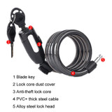 Fixed Portable Anti-theft Thickened Steel Wire Chain Bicycle Lock, Length: Bright Black 1.2m