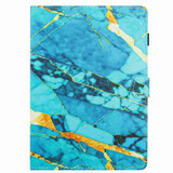 For Samsung Galaxy Tab A 10.1 2019 T510 Marble Pattern Stitching Leather Tablet Case(Gold Blue)