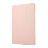 For Samsung Galaxy Tab S9 3-Fold Pure Color TPU Leather Tablet Case with Pen Slot(Pink)