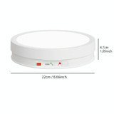 22cm Colorful LED Light Electric Rotating Display Stand Turntable, Style:Battey Charging(White)