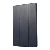 For Samsung Galaxy Tab S9 3-Fold Pure Color TPU Leather Tablet Case with Pen Slot(Dark Blue)