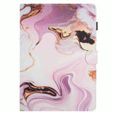 For Samsung Galaxy Tab A7 Lite T220 Marble Pattern Stitching Leather Tablet Case(Gold Pink)