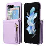 For Samsung Galaxy Z Flip5 5G Crossbody Lanyard Zipper Wallet Leather Phone Case(Purple)