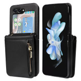 For Samsung Galaxy Z Flip5 5G Crossbody Lanyard Zipper Wallet Leather Phone Case(Black)