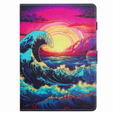 For Samsung Galaxy Tab A 10.1 2019 T510 Painted Pattern Stitching Leather Tablet Case(Waves)