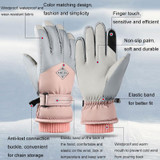 1 Pair Winter Fleece Thickened Warm And Windproof Outdoor Riding Motorcycle Gloves, Size: Free Code(Pink + Blue)