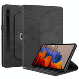 For Samsung Galaxy Tab S9+ / S9 FE+ Tree Life Embossed Rotation Leather Tablet Case(Black)