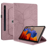 For Samsung Galaxy Tab S9+ / S9 FE+ Tree Life Embossed Rotation Leather Tablet Case(Rose Gold)