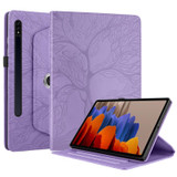 For Samsung Galaxy Tab S9+ / S9 FE+ Tree Life Embossed Rotation Leather Tablet Case(Purple)