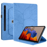 For Samsung Galaxy Tab S9+ / S9 FE+ Tree Life Embossed Rotation Leather Tablet Case(Blue)