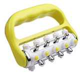 Handheld Curved Five-row Iron Column Roller Soothing Massager(Yellow)