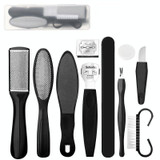 10 In 1 Foot File Clean Tool Kit Foot Care Pedicure Tools Set(Black)