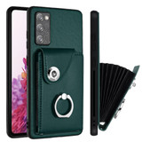 For Samsung Galaxy S20 FE Organ Card Bag Ring Holder PU Phone Case(Green)