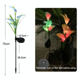 3PCS Simulated Calla Lily Flower 5 Heads Solar Powered Outdoor IP65 Waterproof LED Decorative Lawn Lamp, Colorful Light(Blue)