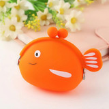 Mini Cute Fish Creative Cartoon Silicone Coin Purse(Orange)