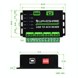 Waveshare 25219 Industrial USB To 4Ch RS485 Converter