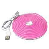 LIXINCORDA 2m 5V LED Light Strip USB Flexible Neon Silicone Soft Strips Set(Pink)