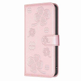 For Samsung Galaxy S20 FE Four-leaf Embossed Leather Phone Case(Pink)