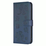 For Samsung Galaxy S20 FE Four-leaf Embossed Leather Phone Case(Blue)