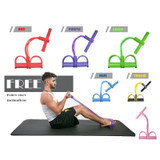 Multifunctional Four-Tube Pedal Puller Pedal Elastic Rope Sit-Ups Aid Abdomen Fitness EquipmentPink