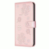 For Xiaomi Redmi Note 12 Pro+ 5G Global Four-leaf Embossed Leather Phone Case(Pink)