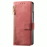 For Samsung Galaxy Z Fold5 5G Retro MagSafe Magnetic Zipper Wallet Leather Phone Case(Pink)