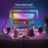 4pcs+3 Corners WiFi 12V RGBIC Splicing Wall Light Intelligent Remote Control Indoor Decorative Ambient Lights(US Plug)
