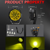E16 55W 6000LM / 6000K 7 inch Off-road Vehicle Round Work Light(Yellow Light)