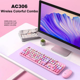 AULA AC306 104 Keys Retro Wireless Keyboard + Mouse Combo Set(Purple Colorful)