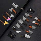 Mini Knife Keychain Portable Removal Express Pendant Accessory With Holster, Model: Axe Gold